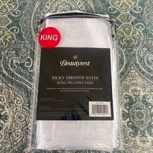 Beautyrest Silky Smooth Satin King Pillowcases - Bright White Healthier Hair